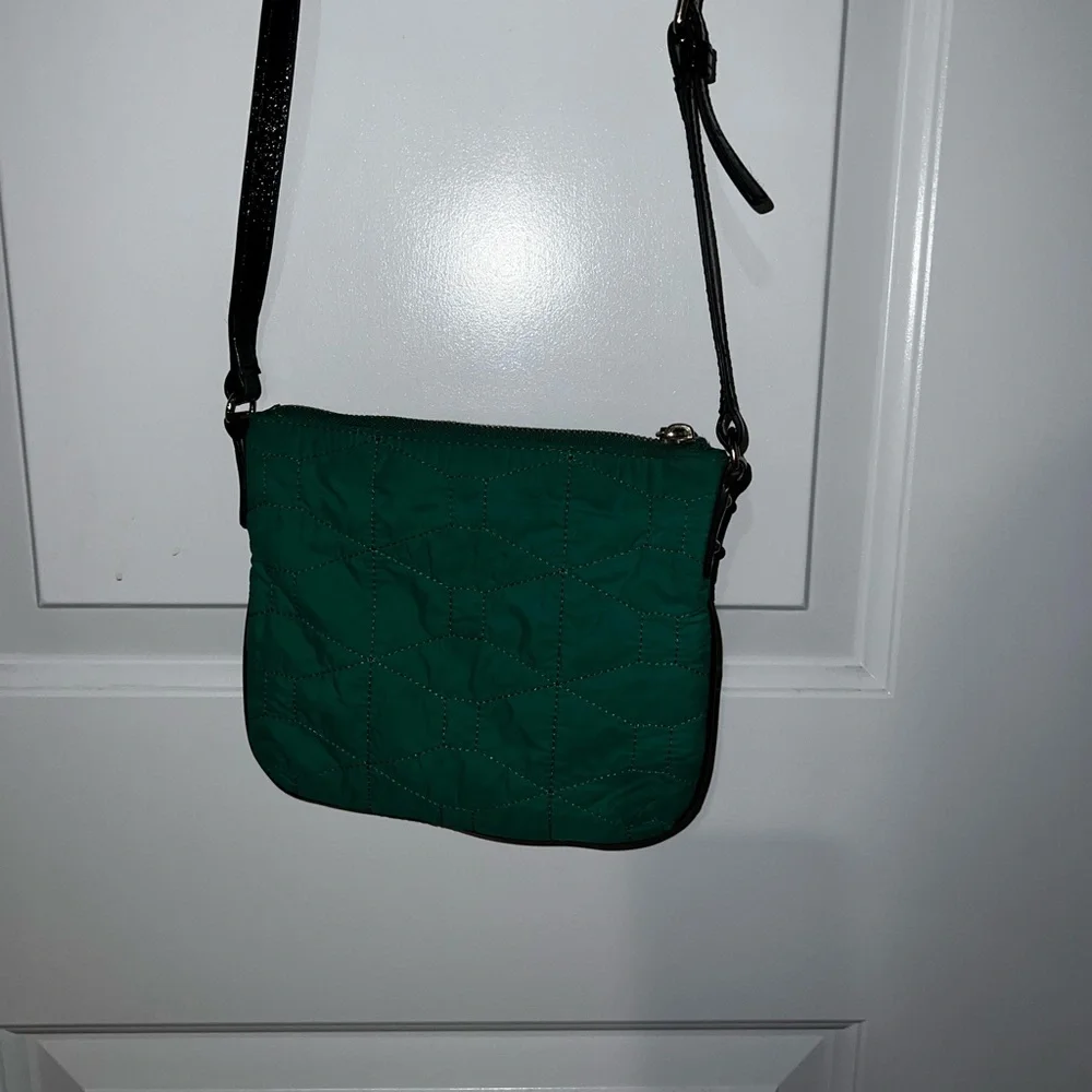 kate spade Quilted Teal Nylon Crossbody with Black Strap - Picture 4 of 11
